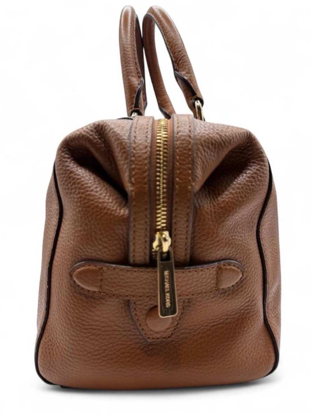Vintage Michael Kors Brown Pebbled Leather Duffel - Picture 7 of 8